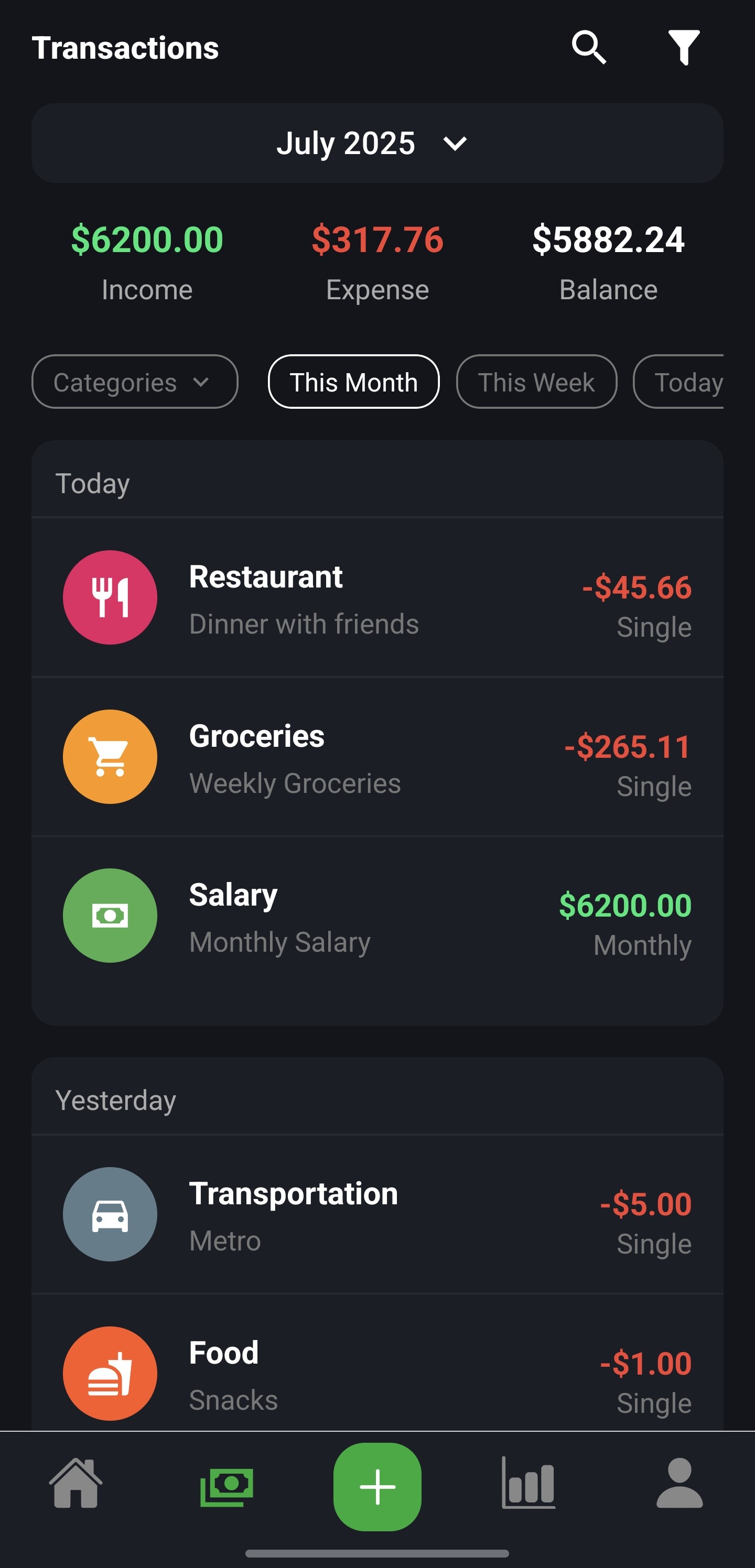 Transactions Page